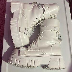 White Combat Boots